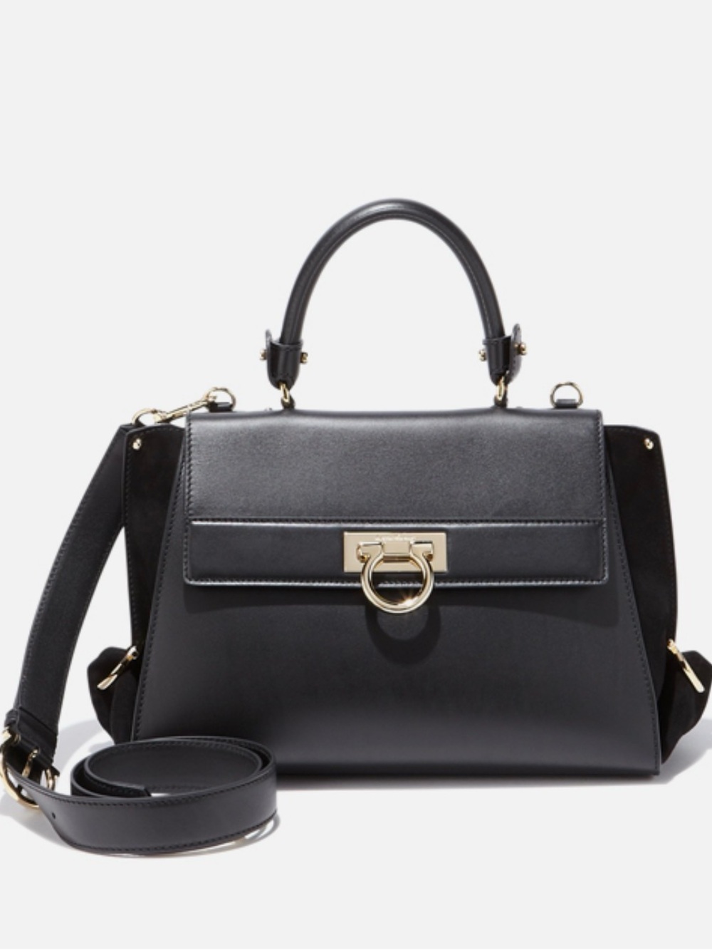 Salvatore Ferragamo Black Medium Sofia
Leather Satchel - Full Set with strap.
